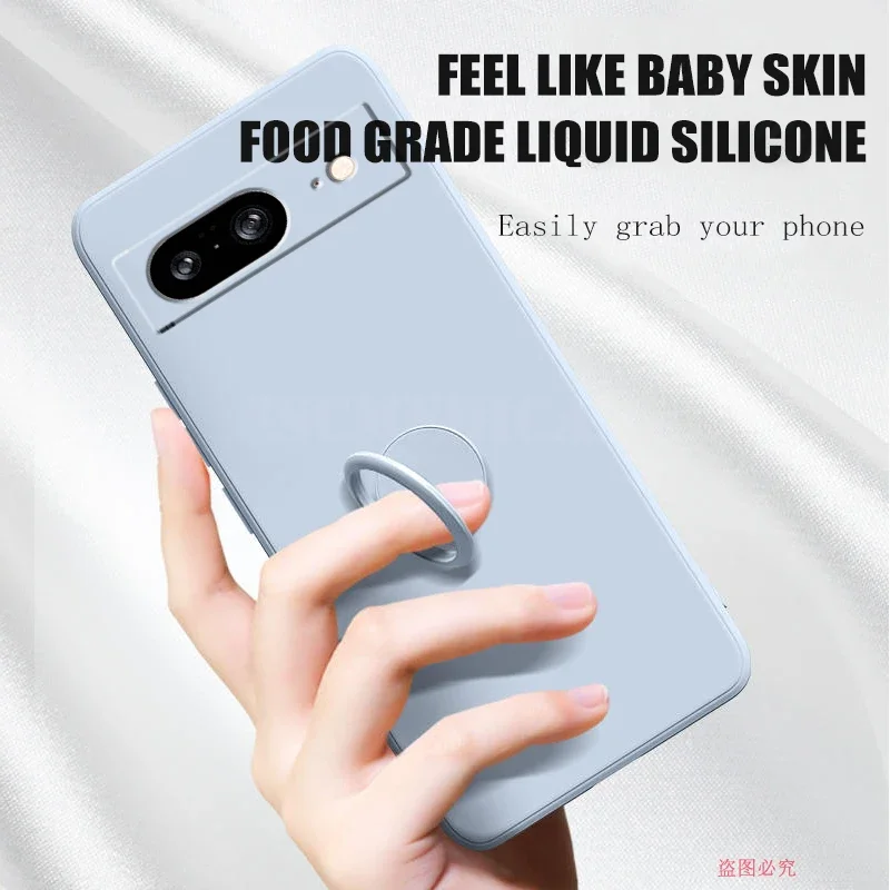 Premium Silicone Phone Case with 360° Ring Stand and Lens Protection