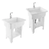 Small/Large Utility Sink with Cold and Hot Water Faucet Hoses and Drain Kit Freestanding Plastic Laundry Sink with Washboard 5