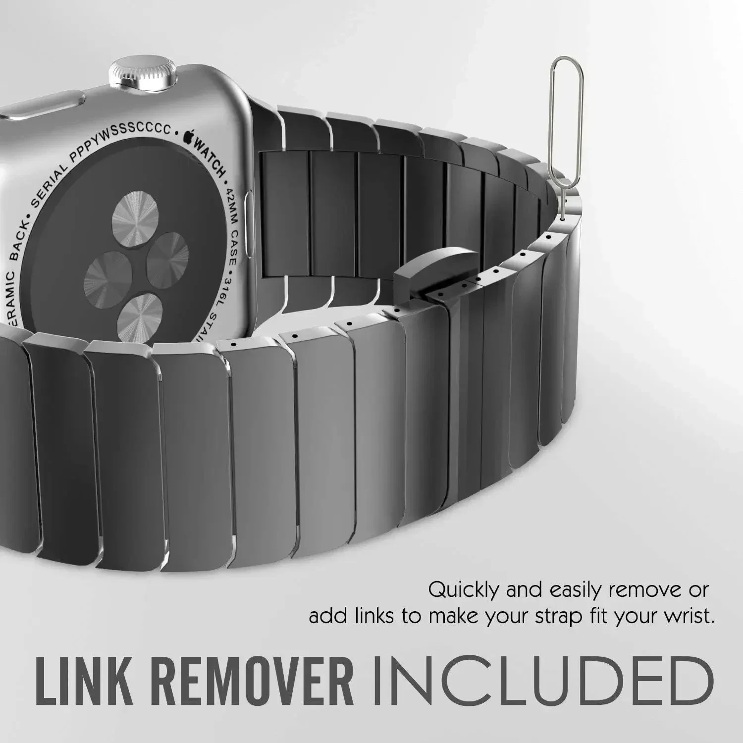 Sleek Titanium Stainless Steel Watch Band - Universal Fit, Bracelet Style