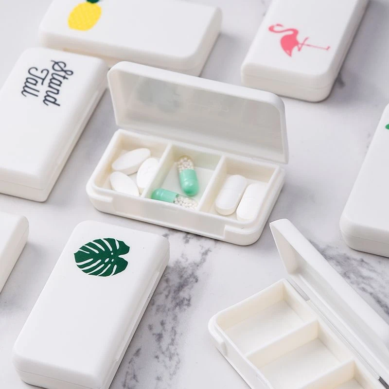 3 Grids Mini Pill Case Plastic Travel Medicine Box Cute Small Tablet Pill Storage Organizer Box Holder Container Dispenser Case