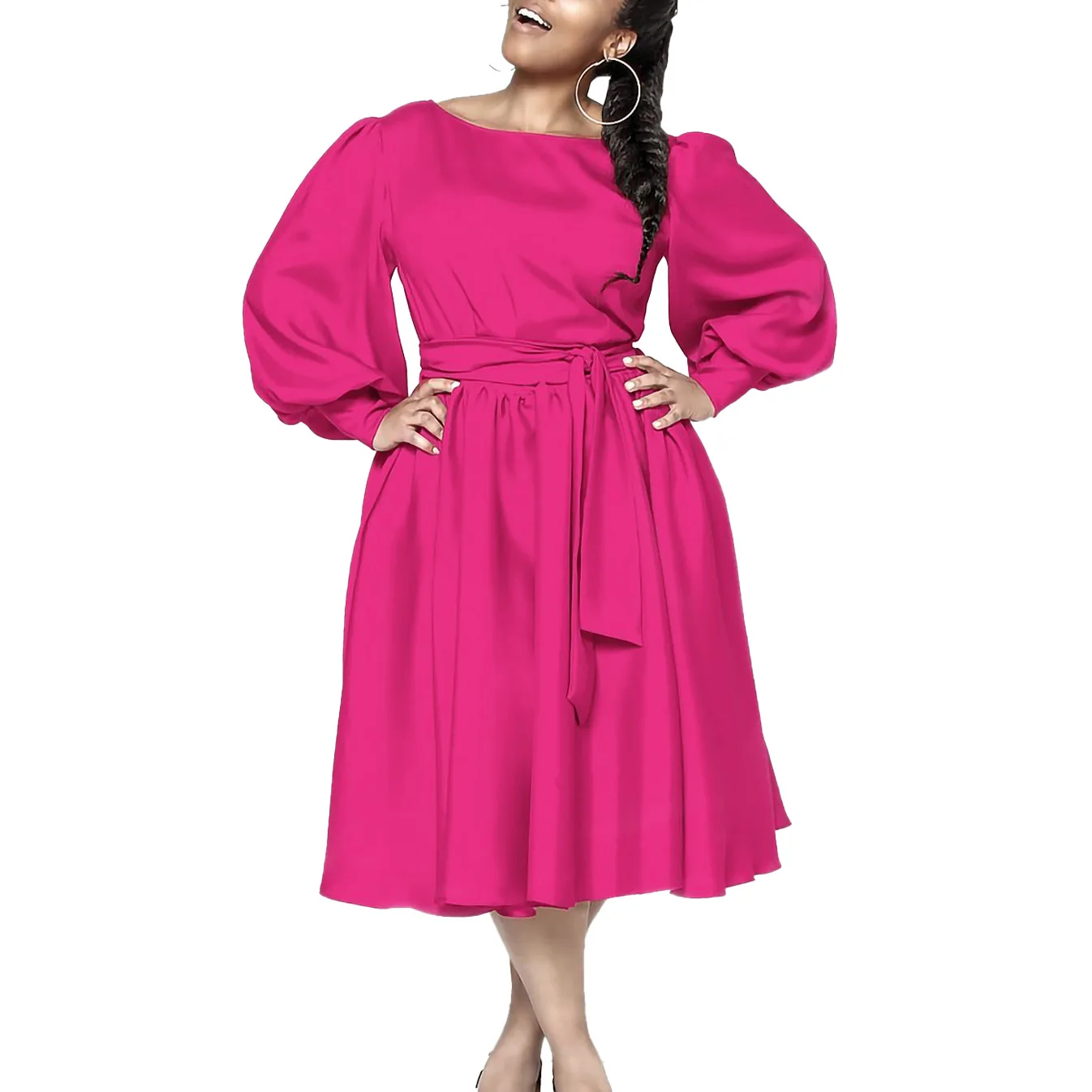 Spring Fashion African Long Sleeve O-neck Party Evening Midi Dress Dashiki Africa Clothing