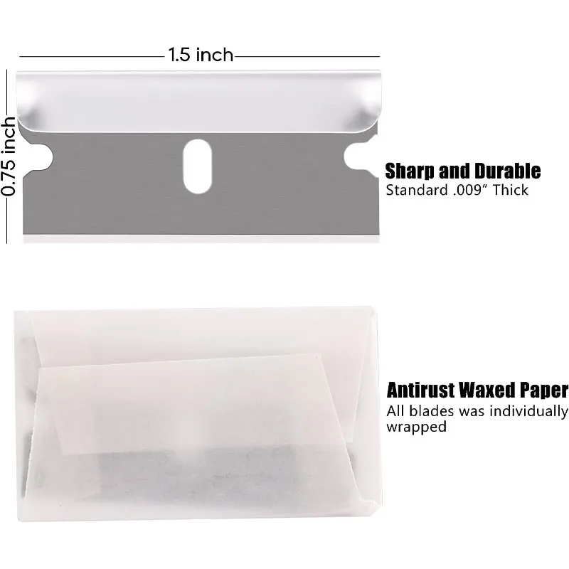 REXBETI 800PCS Single Edge Razor Blades, Industrial Scraper Razor Blades, One Edge Razor Blade, Replacement Box Cutter Blades 2
