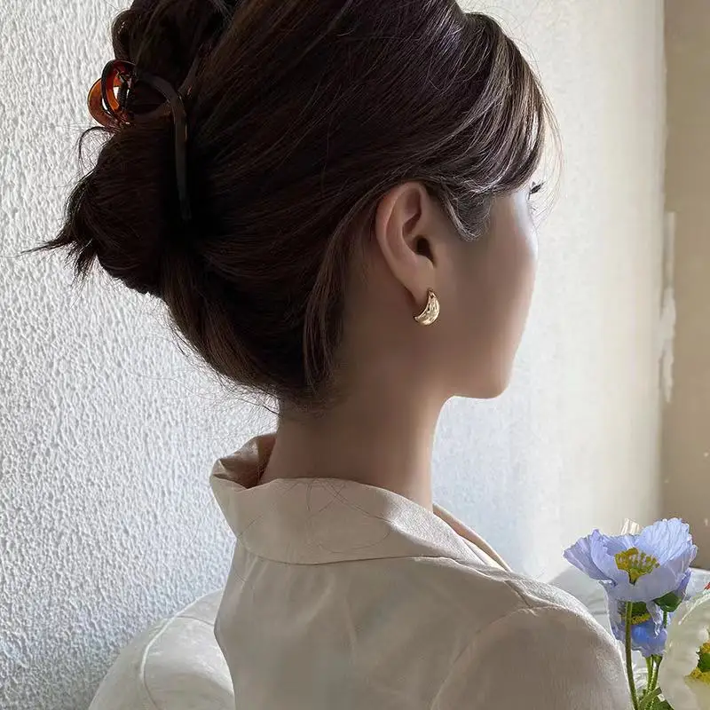 Pea Shaped Copper Alloy Gold Color Drop Earrings Woman 2025 Korean Fashion Jewelry Goth Party Girls Unusual Accessory drop earrings long earrings golden earrings dome teardrop earrings