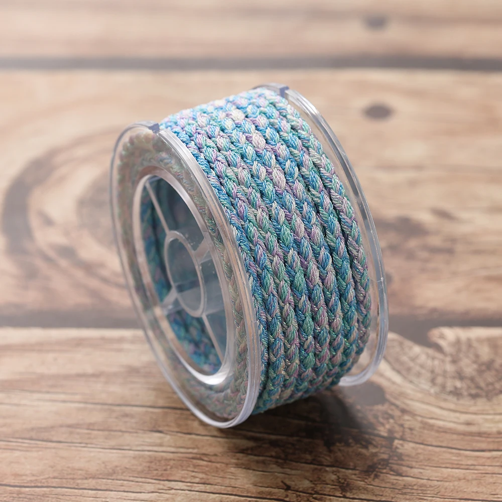 Colorful Braided Polyester Thread Roll – 4m, 3.5mm Diameter – 11 Styles for DIY Jewelry & Crafting