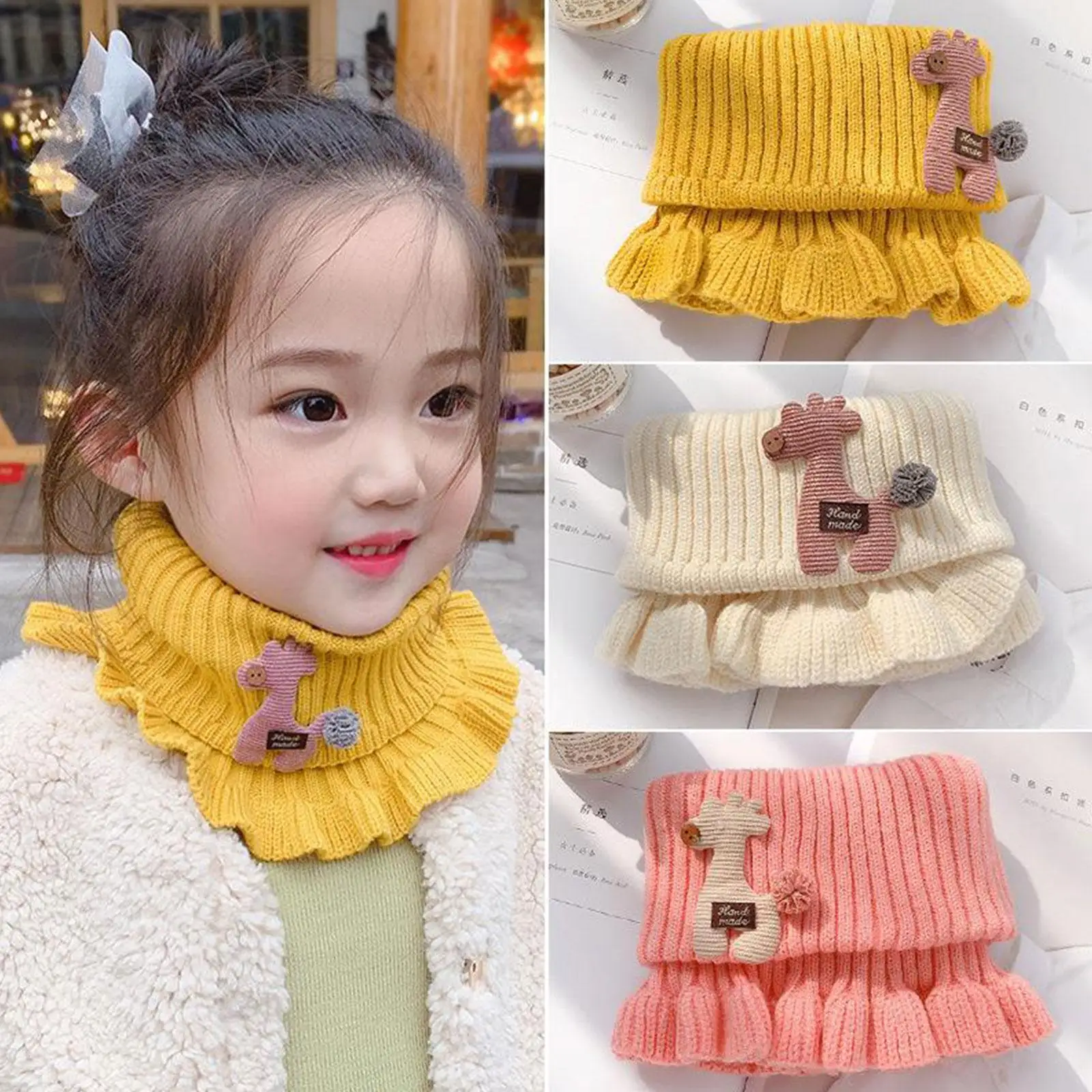 

Cartoon Knitted Fake Collar Scarf With Wooden Ears Turtleneck Detachable Kids Winter Collar Windproof False Fake Knitted Sc C3F0