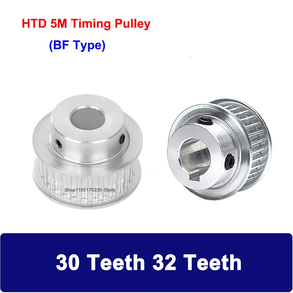 HTD 5M 30 Teeth 32 Teeth Timing Pulley Width 11/16/21/27mm BF Type HTD5M Synchronous Belt Wheel Round Bore & Keyway Bore