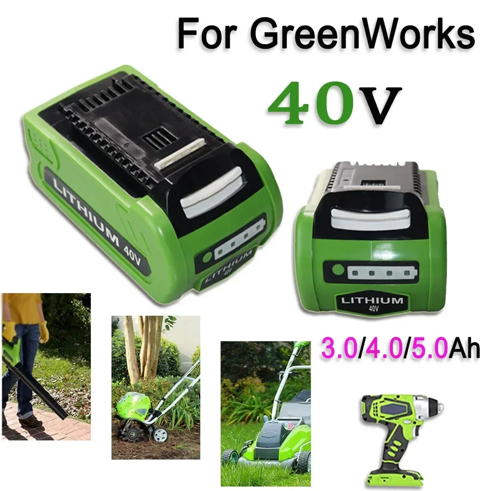 

40V 10J 3000/4000/5000mAh Rechargeable Li-ion Battery Suitable For GreenWorks 29462 29472 29282 G-MAX GMAX Lawn Mower