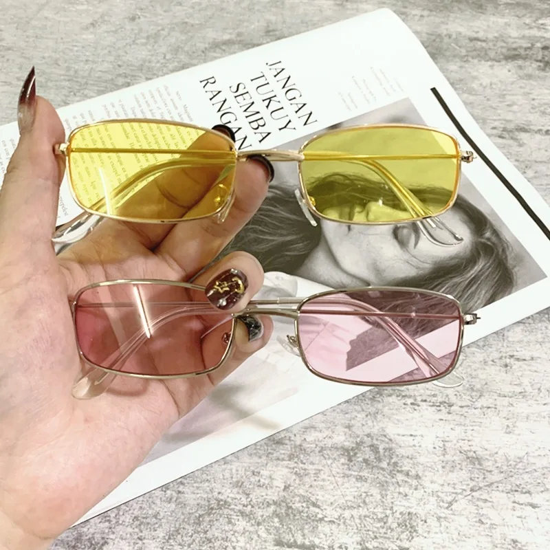Vintage Rectangle Sunglasses For Women And Men Retro Style_voghion.com
