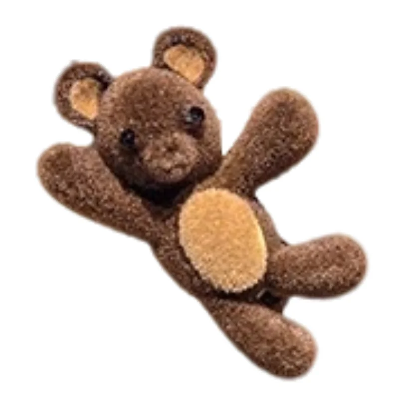 Niedliche, beflockte Bären- und Hasenhaarspangen für Mädchen, Haarspangen für seitliche Ponyfransen, Entenschnabelspangen für offenes Haar, Mini-Haarnadeln für Kinder_voghion.com