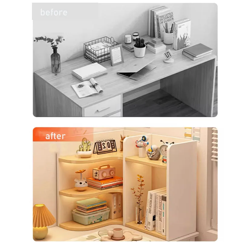 Small Multi-layer Simple Modern Bookshelf Office Study Wooden Storage Rack Desktop Corner Shelf Living Room Furniture Decoration
