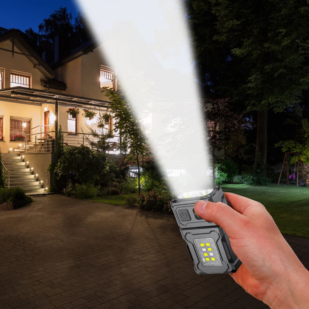 Description Picture 5 of itemCOB SMD Mini Keychain Flashlight USB Charging Portable Work Light Rotatable Pocket Emergency Lantern for Camping Fishing Walking