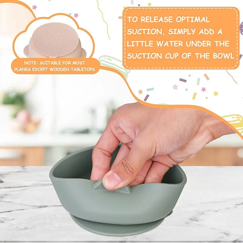 Silicone Sucker Bowl Detachable Stainless Steel Bowl Baby Feeding Tableware Infant and Baby Learning To Eat Silicone Feeding Set