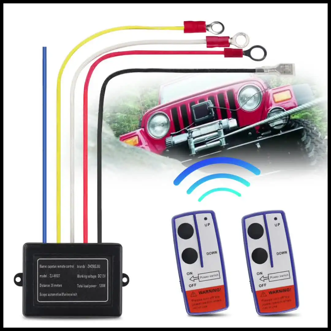 Wireless Winch Remote Control Kit - 12V 250A Solenoid Relay With 2 Remotes For ATV UTV SUV Trucks
