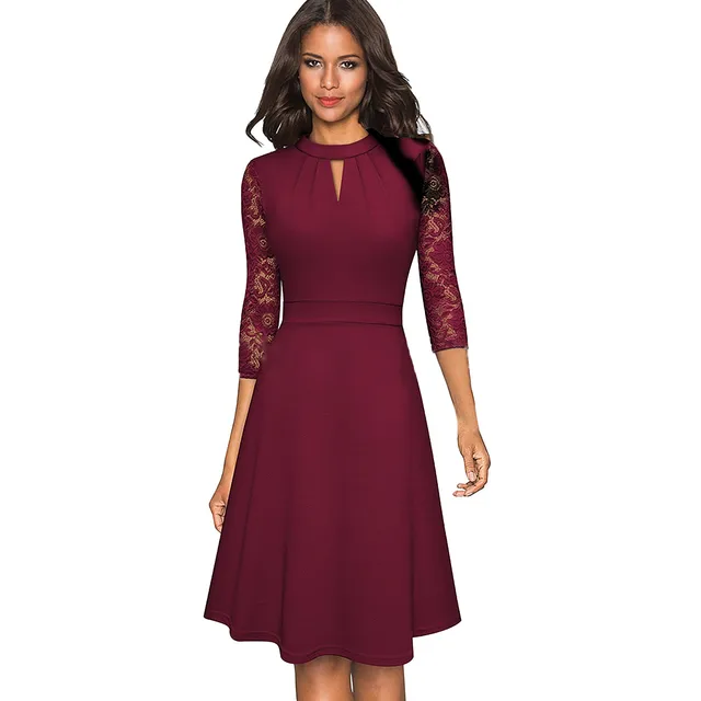 Elegant Lace Evening Dress for Women Summer A-Line Stand Collar Robe - Image 2