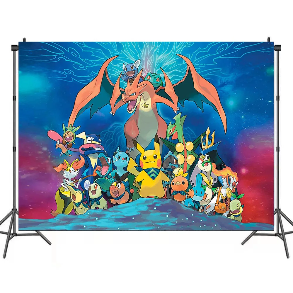 Fundo de festa Pokémon para crianças Foto de fundo personalizada Pikachu  dos desenhos animados Decoração de festa de aniversário Fundo de vinil  Adereços de estúdio - AliExpress