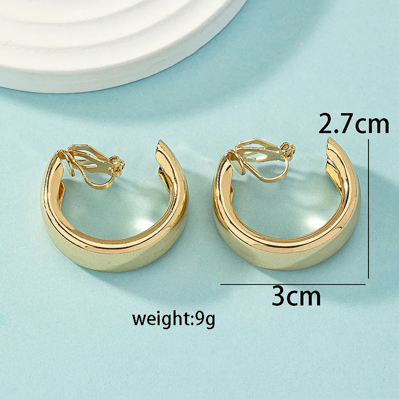 Vintage Golden Minimalist C Shape Clip on Hoop Earrings Non Pierced Cute Earrings for Women Trend Jewelry Gift ear clip earrings clip earrings ear clip hoop earrings ear accessories