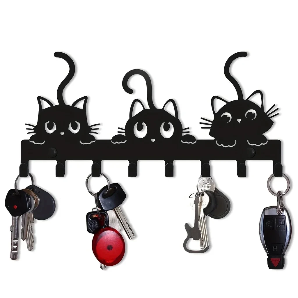 Key Holder 1pc Wall Mounted Cute Cat Key Rack Festive Atmosphere Wall Rack Hook Coat Hanger Hook
