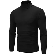 

Men's Casual Underwear Slim Turtleneck Long Sleeve Tops Pullover T-Shirt Solid Color Turtleneck Thermal Pullover