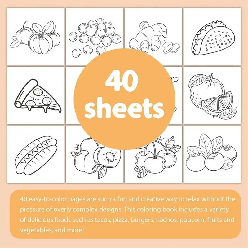 Y42A-Food And Fruit Coloring Book Coloring Book For Adults And Kids Bold Easy Colouring For Family Fun Creative