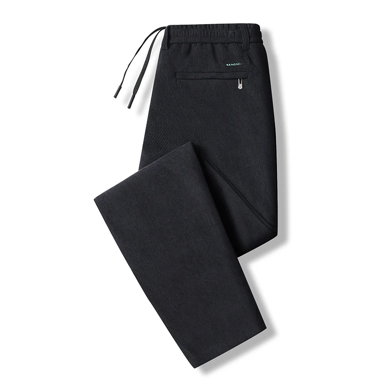 Pantaloni casual in vita elastica Pantaloni da jogging da uomo Pantaloni dritti dalla vestibilità ampia Pantaloni da uomo primavera autunno di grandi dimensioni Nero Grigio 5