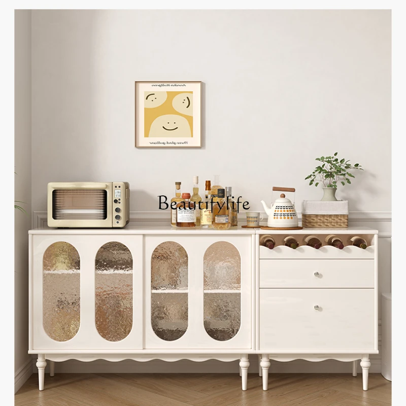 

Sideboard Cabinet Wall-Mounted French Cream Living Room and Kitchen Storage Cabinet Multi-Functional Solid Wood