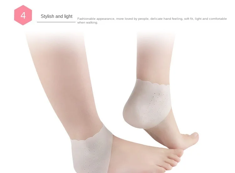 2Pcs Silikon Fußpflege Socken Feuchtigkeitsspendende Gel Ferse Dünne Socken mit Loch Rissige Fuß Hautpflege Protektoren Spitze Ferse abdeckung – Detail 7