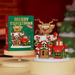 Festive Santa and Reindeer Building Block Set - Holiday Table Decoration & Children's Toy Gift (New deer with light)