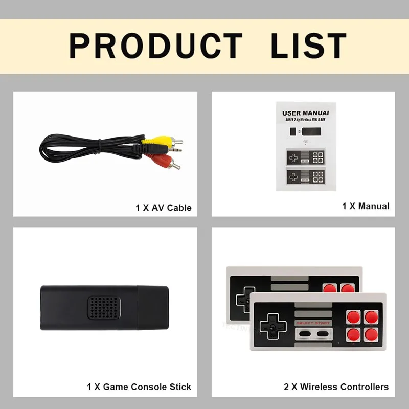 Video Game Console Handheld Game Player Mini Game Console Built in 1800 Classic 8 Bit Games Dual Wireless Gamepad HD/AV Output