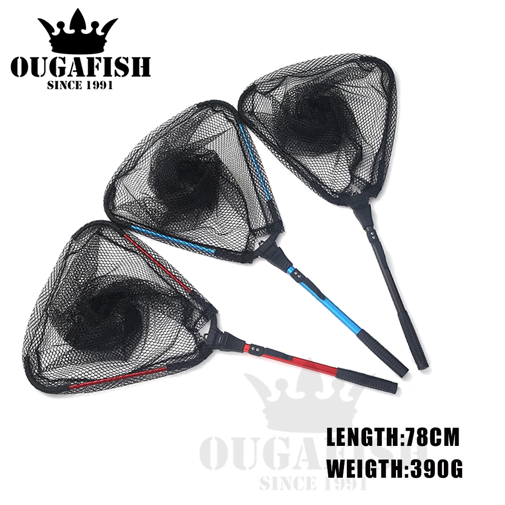 

2022 Fishing Nets Fish Landing Fly Hand Triangle High Quality Carbon Foldable Collapsible Telescopic Pole Peche En Mer Tackle