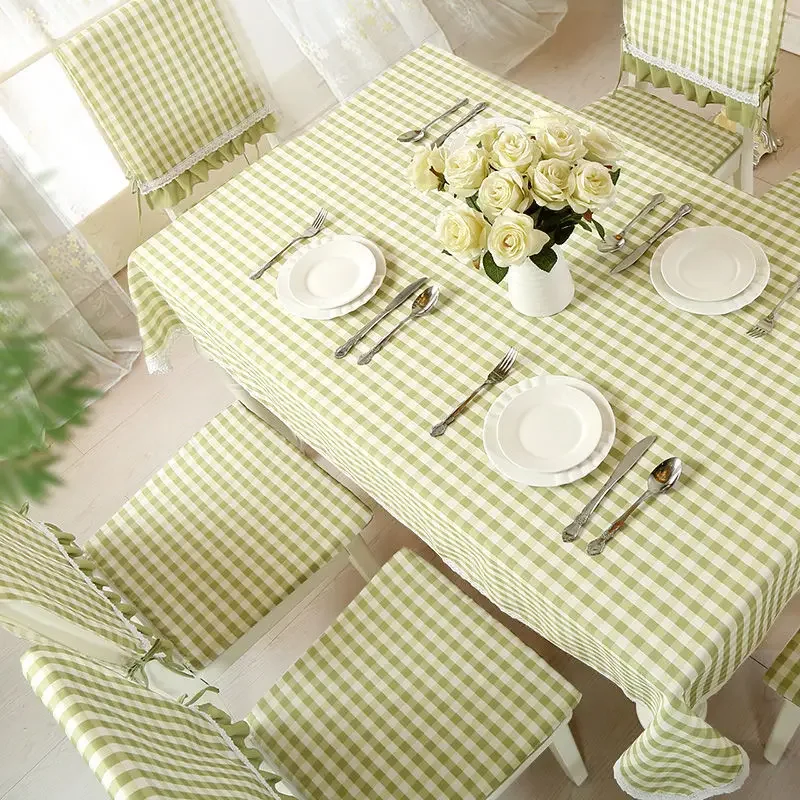 

Checkered Dining Table Cloth Chair Cushion Chair Back Cover Household Fabric Tablecloth Thickened Non Slip Strap Stool Cushion