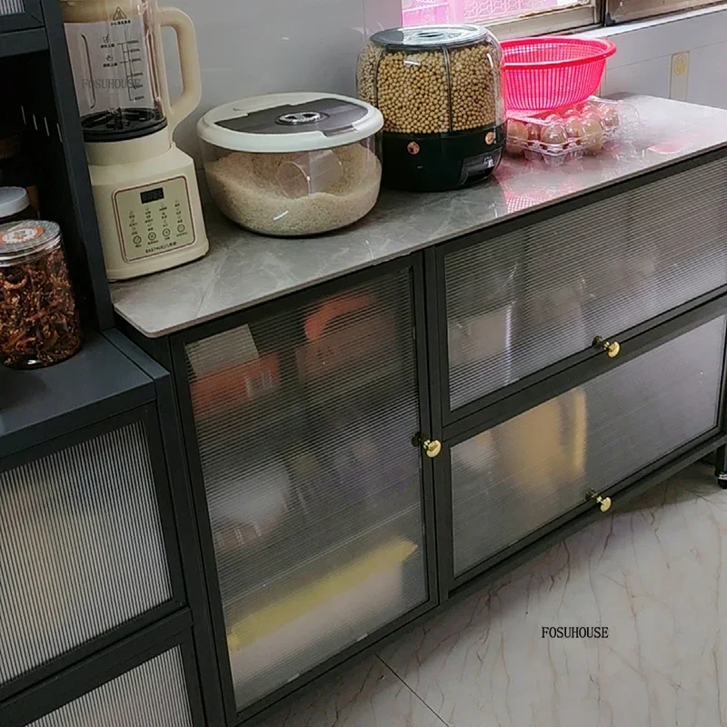 Modern Kitchen Cabinets Home Storage Cabinet Multi-function Kitchen Furniture Storage Cabinets Wheels Microwave Oven