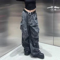 Loose Pocket Jeans Womens Cargo Workwear Camouflage American Style 2025 Autumn Winter High Waist Straight Leg Casual Pants - Image 3