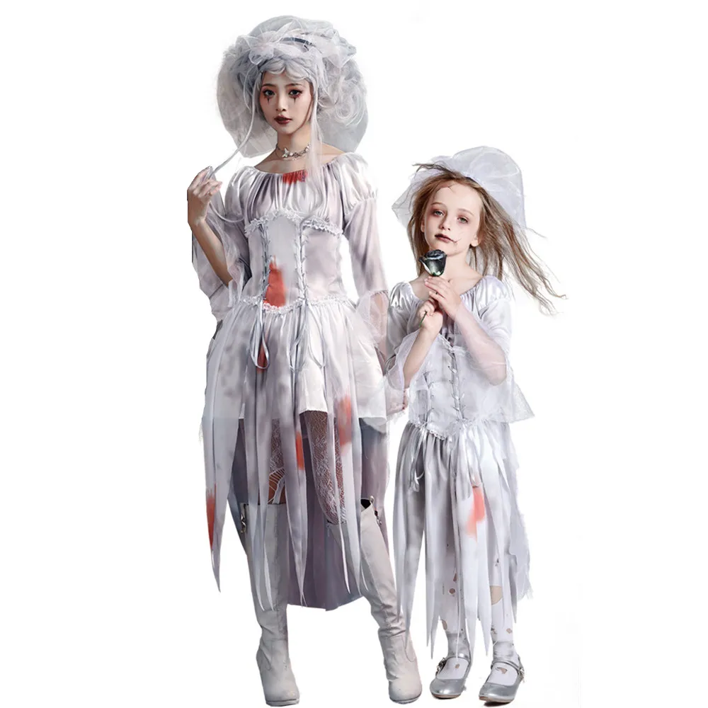 

Кровавая женщина Хэллоуин Зомби Ходячие мертвецы страшный костюм женский Труп невесты Косплей Карнавал Пурим парад ролевые игры искусственное платье