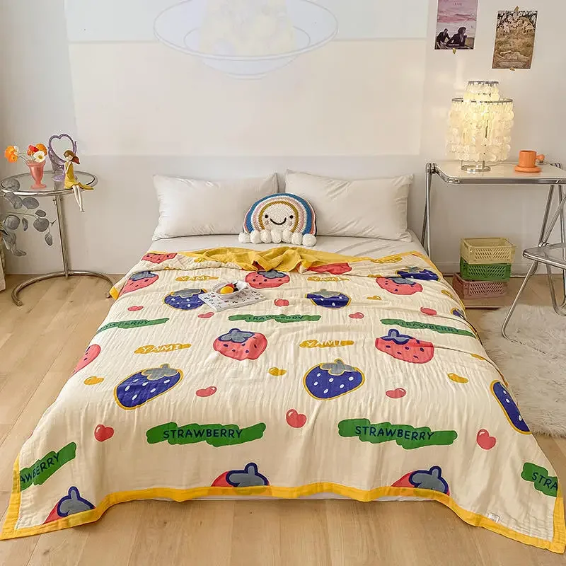 

6 Layers Thick Cotton Towel Quilt Soft Gauze Cotton Cover Blanket Summer Quilt Air-conditioning Quilt for Home Camping