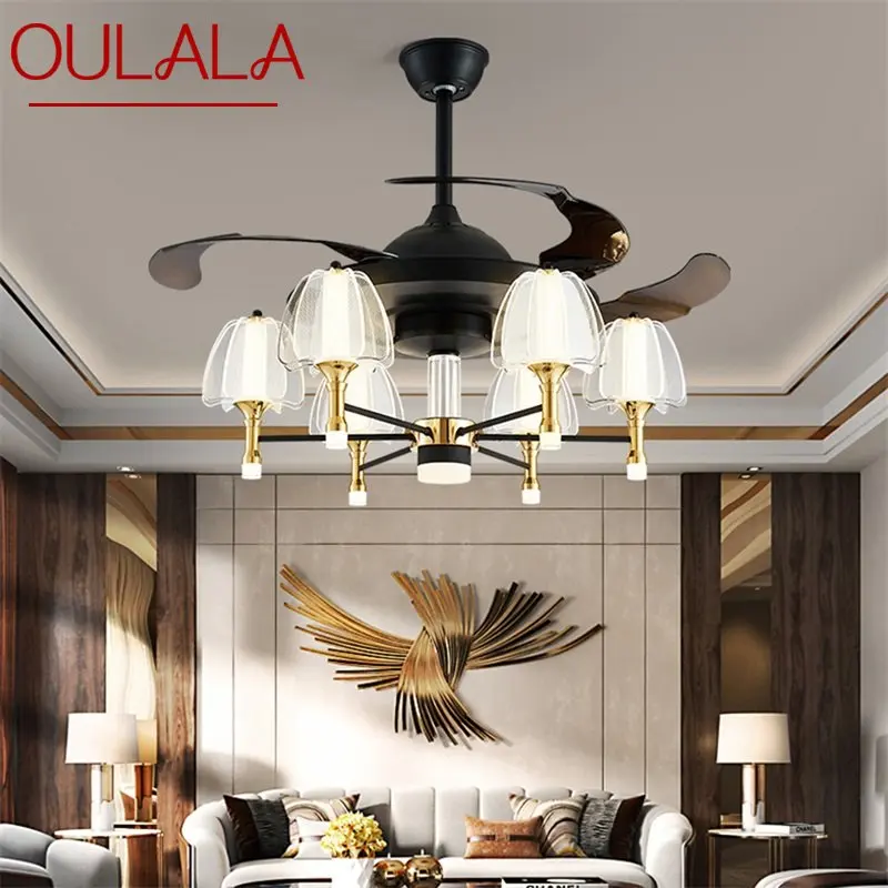 

OULALA Fan Ceiling Lamp With Remote Control Invisible Fan Blade LED Fixtures Home Decorative For Living Room Bedroom Restaurant