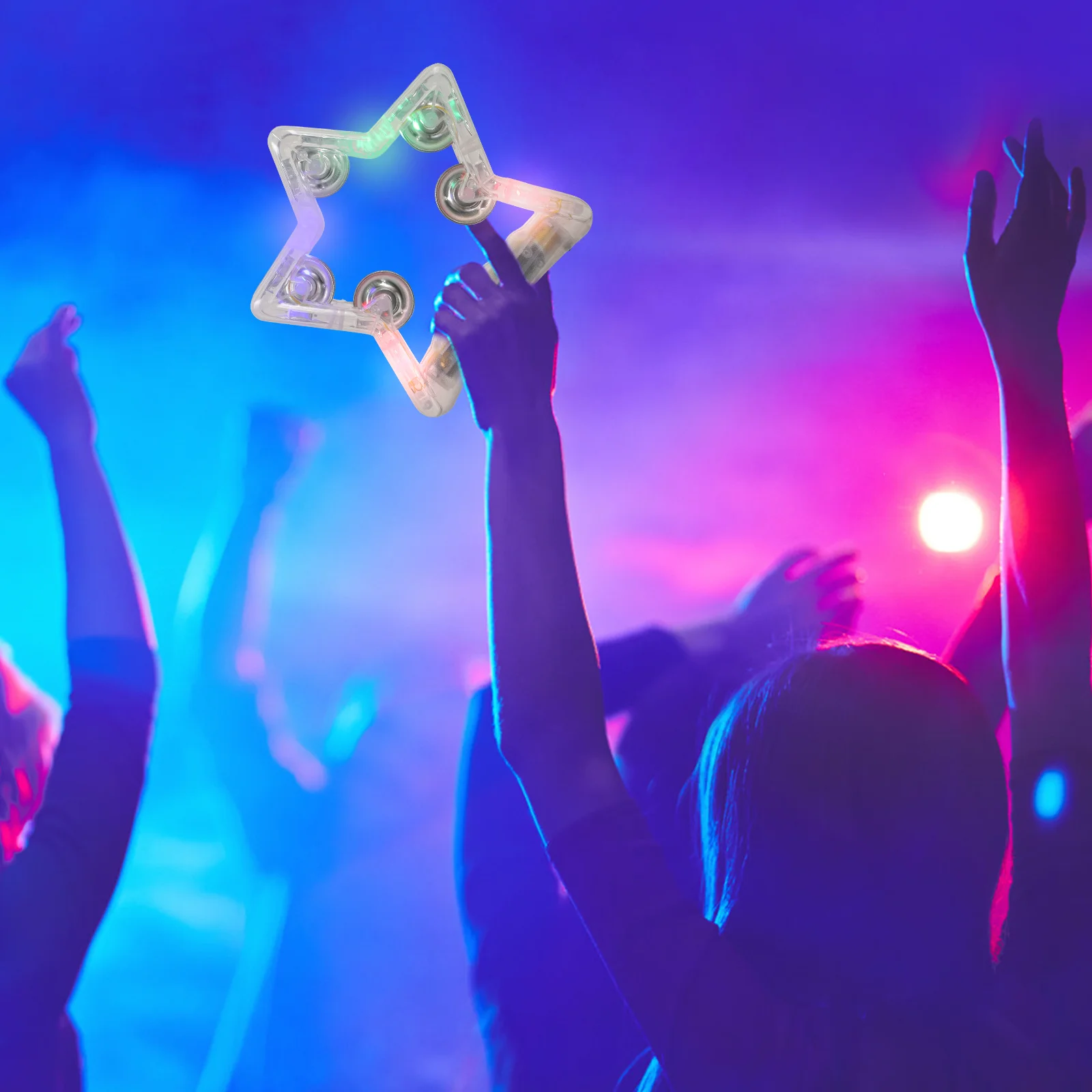 Five Pointed Star Flashing Rattle Light Up Tambourines Musical Instruments LED Tambourine Percussion Toys For Party