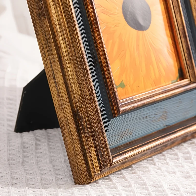 Photo Frame American Retro Desktop Set Square Family Pet Couple Creative Gift Commemorative Small Wood Photo Frame