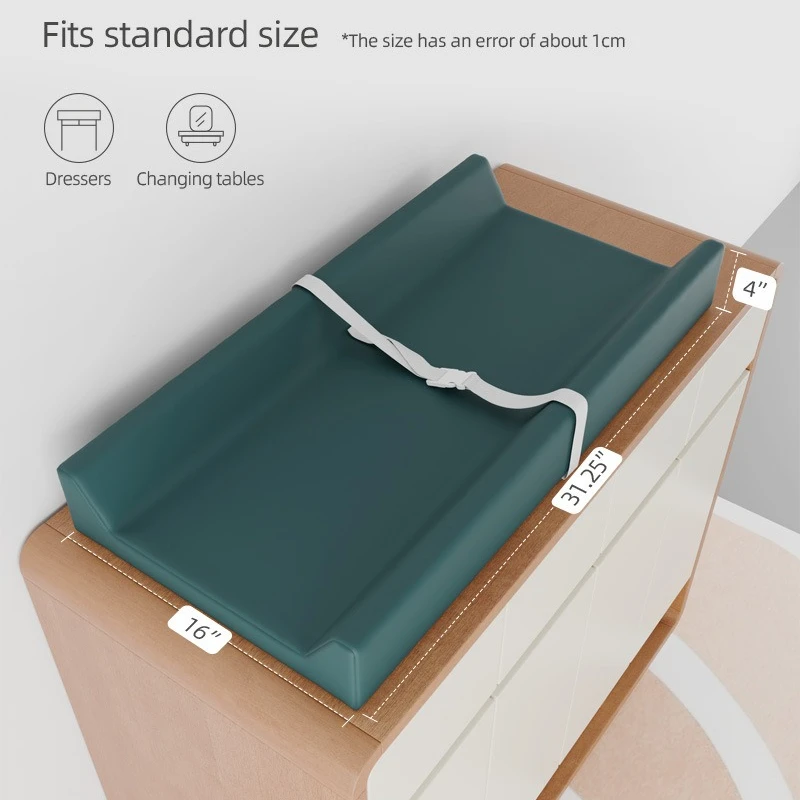 PU Leather Baby Changing Pad with Waterproof & Wipe-Clean PU Cover, Standard Size Cozy Diaper Changing Pad for Dresser and Table