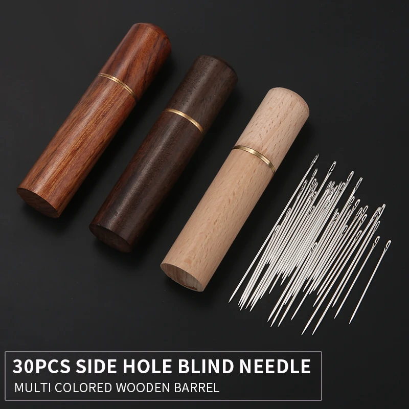 1/25/30PCS Large Eye Stitching Needles, Big Eye Hand Sewing Sharp Needles Embroidery Thread Needle with Wooden Needle Case
