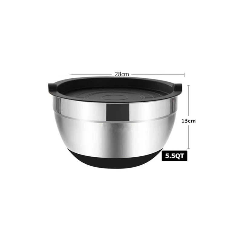 Premium Stainless Steel Mixing Bowl Set with Lids and Non-Slip Bases