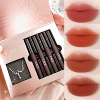 CACE Necklace Lip Glaze Set Box 4-Piece Pack Liquid Lipstick Set Matte Lip Gloss Valentine's Day Gift Lipstick Birthday Gift Set 2