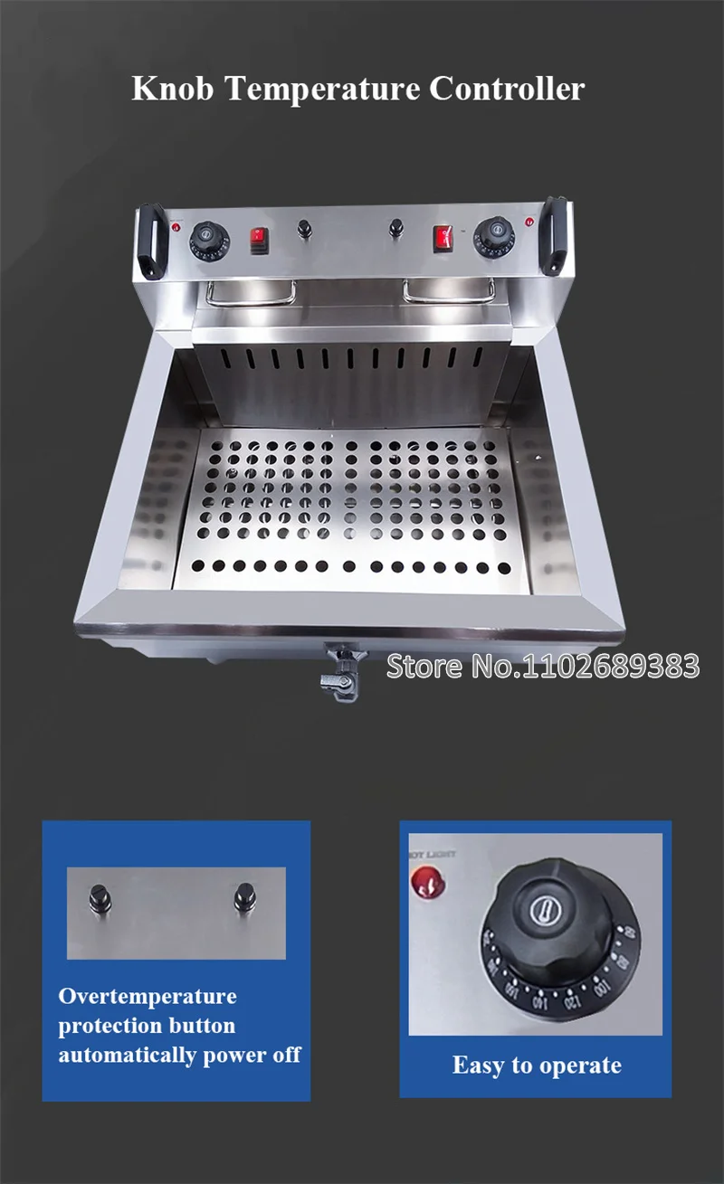 Description Picture 6 of itemElectric 220V Deep Fryer Machine For Chips Chicken Large Capacity 20L 30L Frying Machine with Oil Drain Faucet