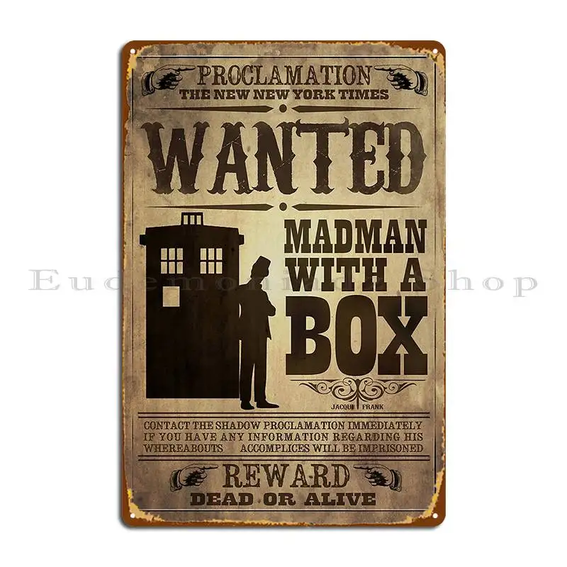 Wanted Crazy With A Box Metal Sign Design Murale Cinema Cinema Home Tin Sign Poster