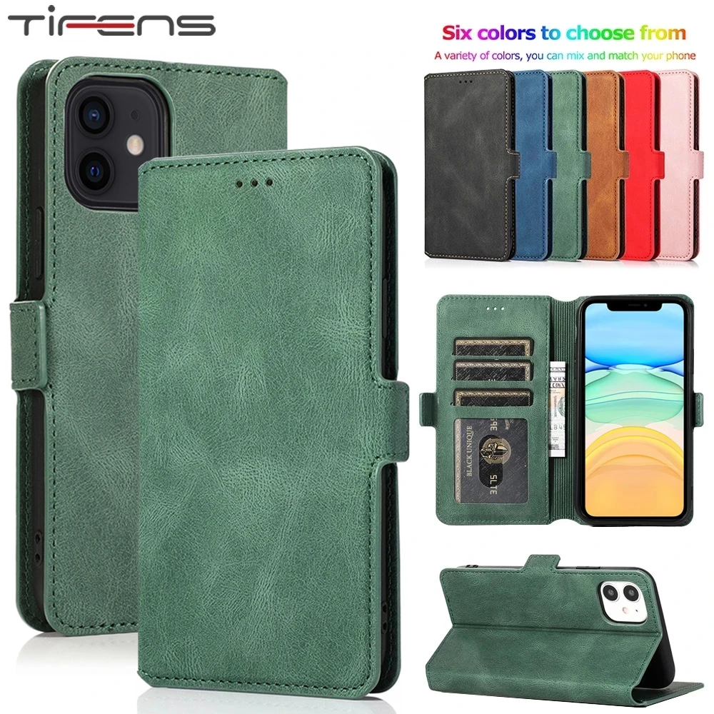 Leather Flip Wallet Case For iPhone 12 13 Mini 11 Pro XS MAX X XR 8 7 6s 6 Plus 5 5s SE 2020 Card Stand Slot Phone Cover Coque iphone se silicone case