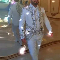 Exclusive Suits Men For Wedding Tailor-Made Sparkly Embroidered Prom Blazer Groom Wear Tuxedo Male Fashion 3 Pieces Set Clothing 1
