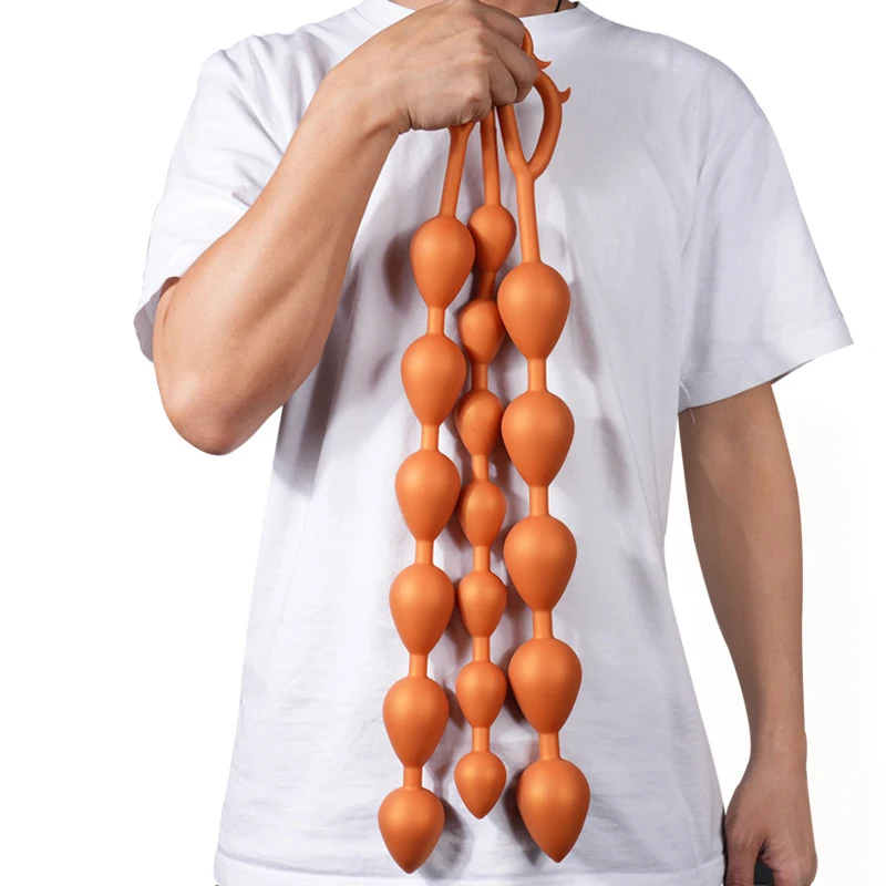 Anal Plug Beads Devil Shapes Pull Ring Strawberry Gradient Size Soft Liquid Silicone Material Anus Prostate Massage Masturbation
