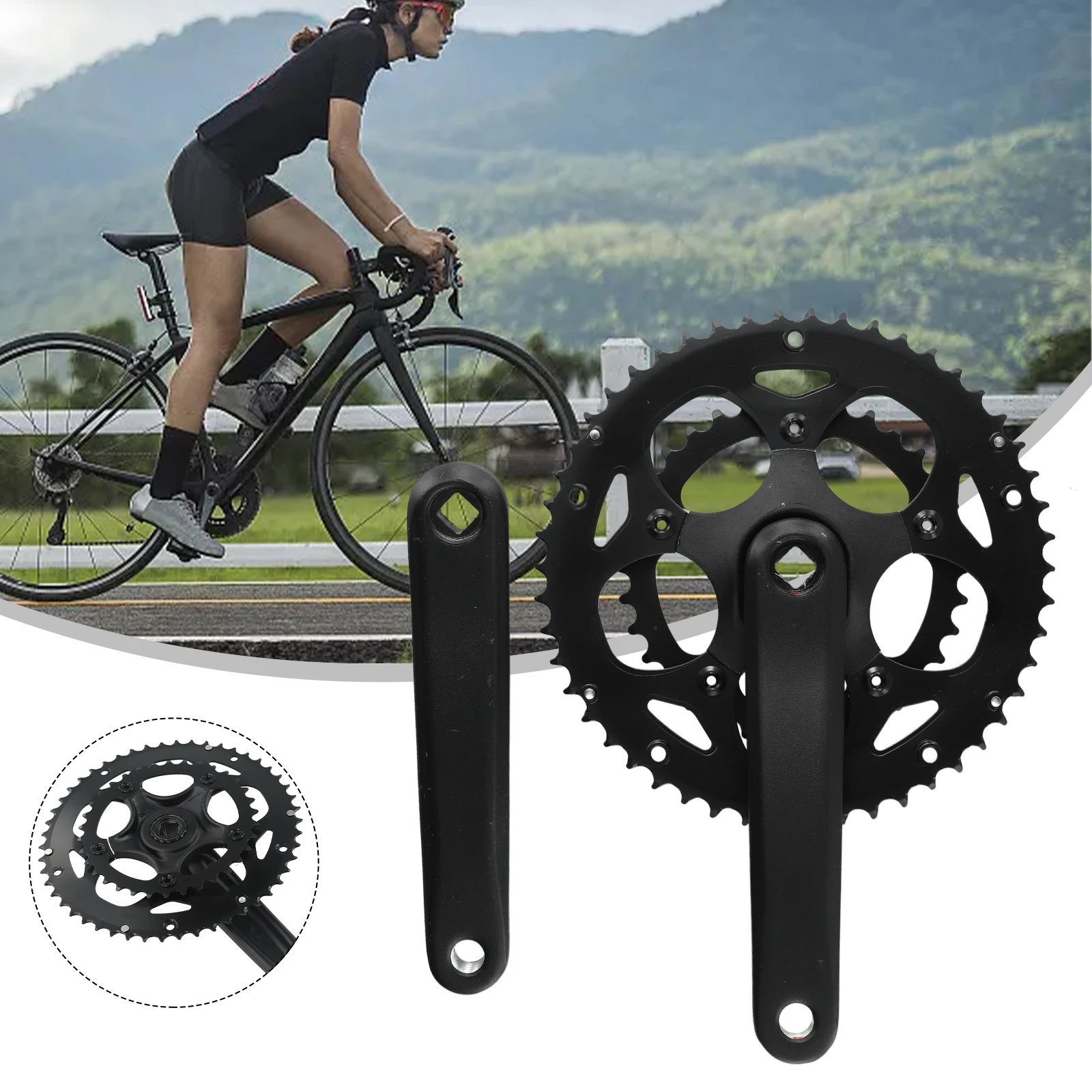 

For road Bike Double Chainwheel Set 34/50T Crankset 170mm Square Taper High Quality Materials 9/10/11 Speed Compatible