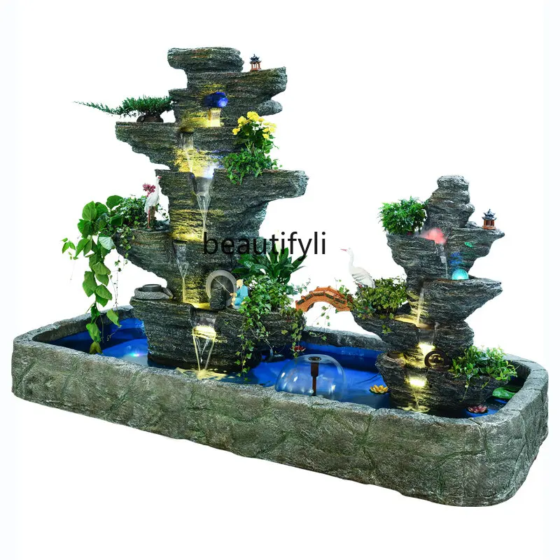 

Large Floor Indoor Fountain Waterscape Courtyard High Mountain and Flowing Water Decoration Garden Outdoor Rockery Fish Pond