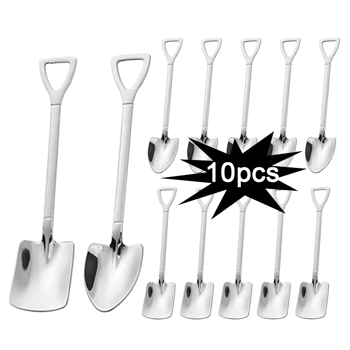 Stainless Steel Spoon Mini Shovel Spoons 10pcs Stainless steel shovel spoon pointed shovel spoon coffee scoop of ice cream dessert