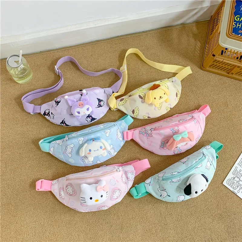 

Kawaii Sanrio Hello Kitty My Melody Kuromi PomPomPurin Children's Baby Crossbody Bag Coin Purse Plush Doll Small Storage Bags